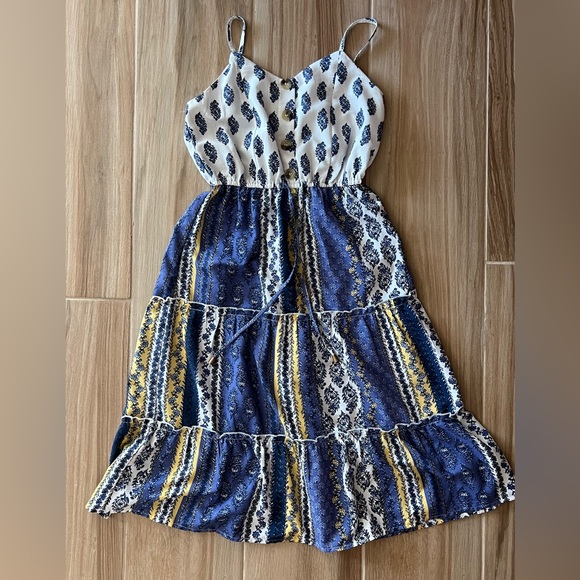 Women Floral Print Sleeveless Beach Bohemian Mini Dress Ladies Summer Dress - Picture 2 of 3